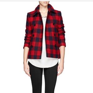 EUC J. Crew buffalo plaid pea coat 6 M